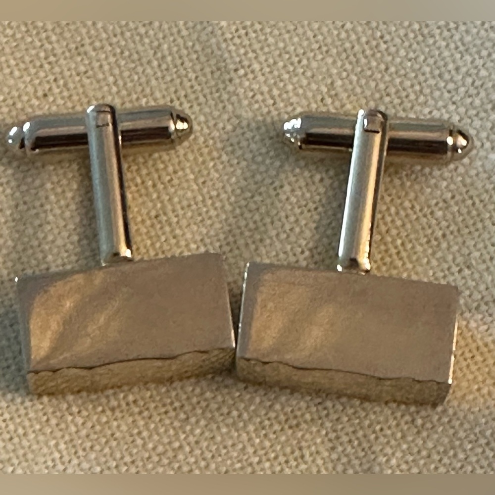 Dante Cufflinks Geometric Retangular 3D Cufflinks Silver tone vintage - Picture 8 of 10